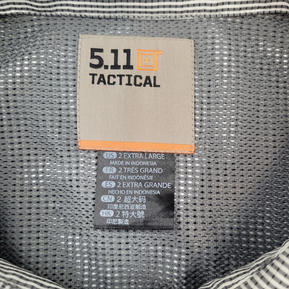 5.11 Tactical Button Up Shirt Mens 2XL Black White Micro Gingham Short Sleeve - Picture 3 of 12